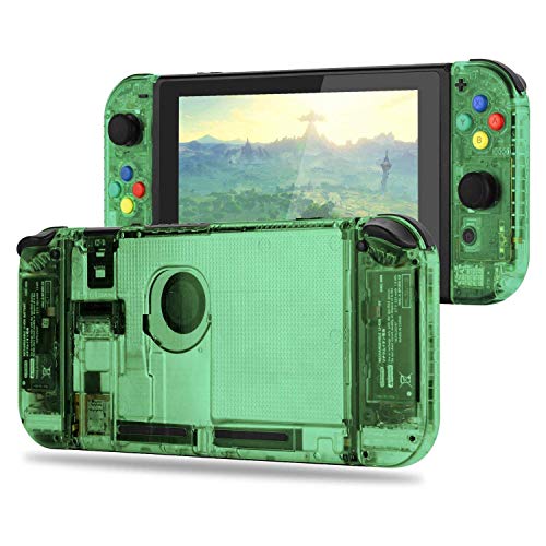 BASSTOP [Update Version] DIY Replacement Housing Shell Case Set for Switch NS NX Console and Right Left Switch Joy-Con Controller Without Electronics (Set-Jungle Green)
